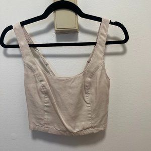 Abercrombie Cropped Tank - Nude / Tan / Cream - Adjustable Straps - XS